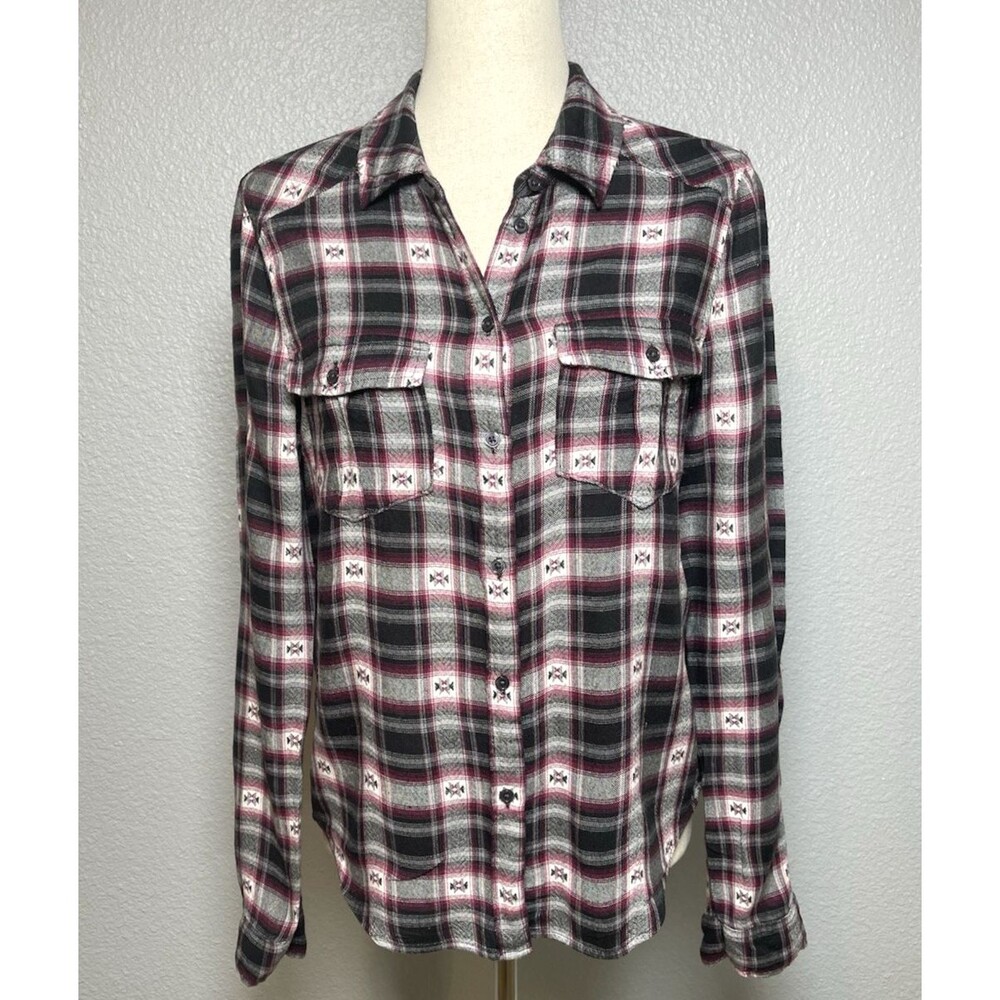 Paige womens long sleeve plaid button down shirt Small cabincore quiet luxury